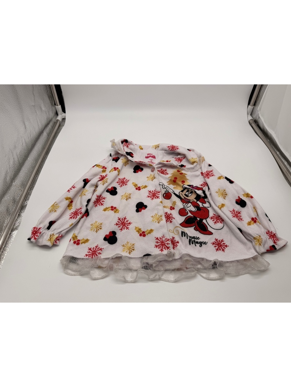 Disney Minnie Mouse Girls White Fleece Holiday Dress 2t